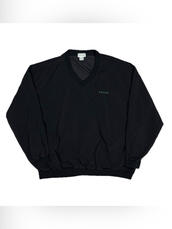 Izod Other - Vtg 90s IZOD black green embroidered logo microfiber windbreaker pullover men XL